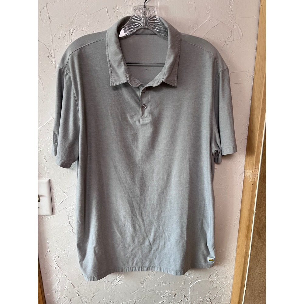 Vuori‎ Strato Tech Polo Mens Large Heather Grey Short Sleeve Performance